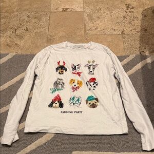 Offspring Kids Long Sleeve Shirt - White with Dog Print